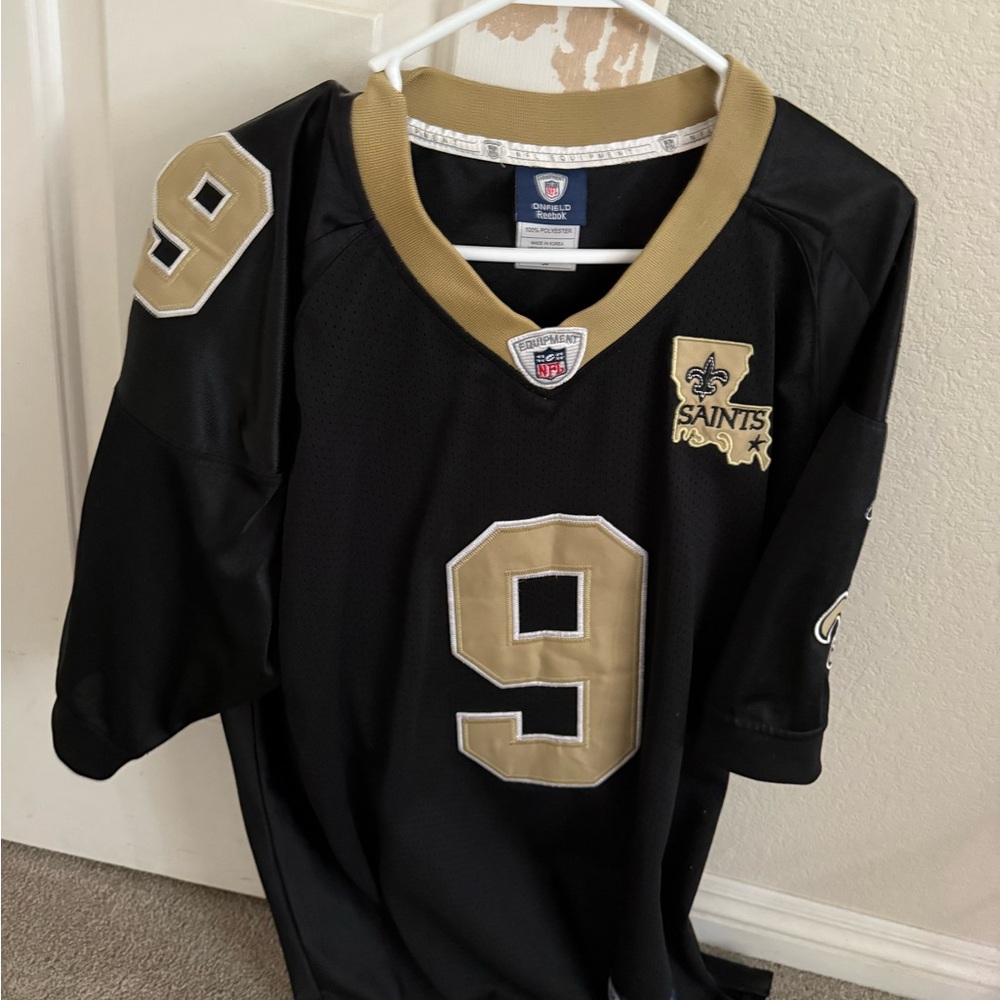 Brees #9 Reebok Black and Gold Saints Jersey